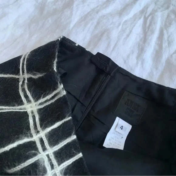 Vintage Anna Sui Fall 1999 90s Striped Plaid Wool Fuzzy Brushed Pencil Skirt - Picture 5 of 9